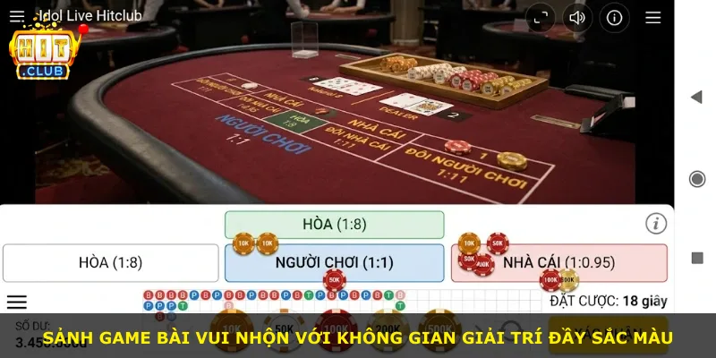 Sảnh game bài vui nhộn với không gian giải trí đầy sắc màu
